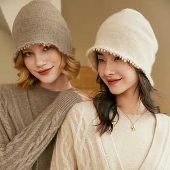 100% Kašmyras Skrybėlės Moterims Karšto Pardavimo Žiemą Laikyti Šiltai Pashmina Mezgimo Skrybėlę Ponios Naujas Mados Kepurės