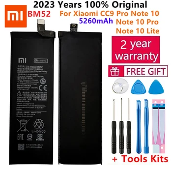 100% Originalus BM52 5260mAh Telefono Baterija Xiaomi Mi-10 Pastaba Lite / 10 Pastaba Pro / CC9pro CC9 Pro Pakeitimo Baterijas Bateria