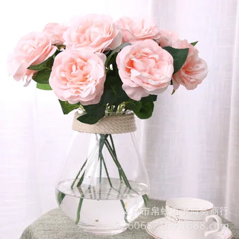 10vnt/ daug rožių dirbtinių gėlių modeliavimas vainikas vieną filialą šilko rožė gėlių, vestuvių papuošimas, rožių šilko flores vainikas