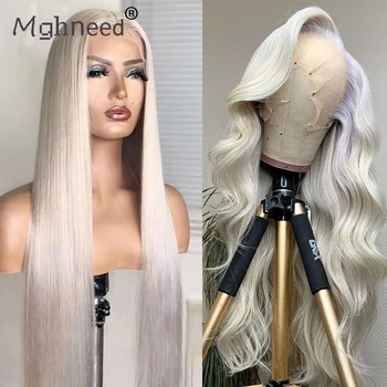 13x4 HD Nėrinių Priekinės Perukas Platinum Blonde Mergelės Žmogaus Plaukų, Kūno Banga Nėriniai Priekiniai Spalvos Perukas Tiesiai Žmogaus Plaukų Perukai Moterims