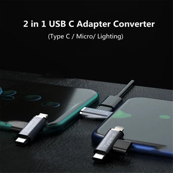 2 in 1, USB, C Splitter Adapteris USB C Tipo Moteris USB-C Micro Male Konverteris Tipas-C Dual USB 3.1 C Tipo Kroviklio Jungtis