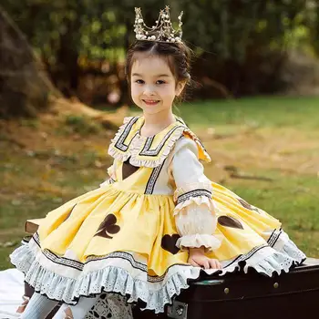 2022 M. Pavasarį Sutirštės Lolita Stiliaus Suknelė Bamblys Merginos Peter Pan Apykaklės Laisvi Akių Apvadą Kamuolys Chalatai Vaikai Vaikams Laisvalaikio Suknelė