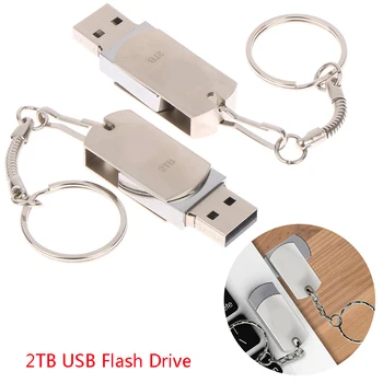 2TB USB Flash Drive, Metalo, atsparus Vandeniui U Disko USB2.0 Mini Nešiojamieji SSD Kietąjį Diską Su Key Chain Nešiojamas Darbalaukio Sukiojamomis