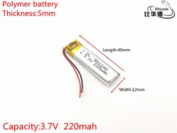 3,7 V ličio polimero baterija 501240 220mah už TWS 