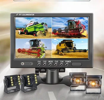 9 Colių 4CH 4 Spliter TFT Monitoriaus AV Video Įvesties Automobilių/Autobusų galinio vaizdo Kamera, VAIZDO Stebėti Atvirkštinį Ekranas