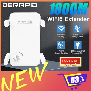 AX1800 WiFi Kartotuvas WiFi 6 Dvigubos Juostos 2.4 G/5 ghz Bevielio Ilgo Nuotolio Signalo Stiprintuvas Extender 1800Mbps WiFi Repetidor ES/JAV Plug