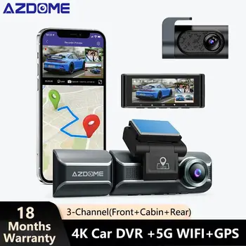 AZDOME 4K Automobilių DVR M550 Pro 3 Kanalo Brūkšnys Cam 5.8 Ghz WiFi, 3 Kameros, Priekinė/Rankinis/Galinė Kamera GPS Naktinio Matymo 24H Stovėjimo Stebėti