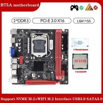 B75A (B75) LGA1155 2XDDR3 Plokštė +I3 2120 CPU+Terminis Tepalas Rinkinys Paramos NVME M. 2+WIFI M. 2 Sąsaja USB3.0 SATA3.0