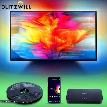 BLITZWILL Smart Pakrovimas, Led Apšvietimas 55 iki 85 Colių TV HDMI Langelį Sinchronizuoti App Kontrolės TV Led Juostelės Žibintai, Sinchronizuoti su TV Nuotrauką