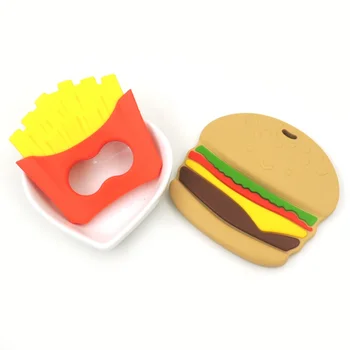 BPA Free Maisto kokybės Silikono Teether Hamburger Žetonų Kramtyti Žaislas Kūdikiui Teether