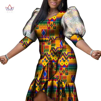 BintaRealWax Dashiki moteriški Drabužiai Plus Size Vestidos Afrikos Pynimas Šalis Suknelė Kelio Ilgis Moterys Afrikos Drabužių WY8272
