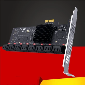 Chi Kasybos SATA PCIe Adapteris, 16 Port SATA III PCI Express 3.0 X1 Valdytojas Plėtros Kortelę ASM1064 JBM575 Chip Pridėti Korteles