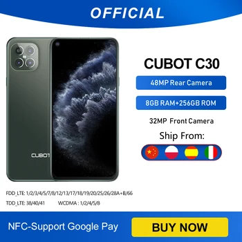 Cubot C30 48MP Quad AI Kamera, 8 GB+256 GB 32MP Selfie Išmanųjį telefoną Pasaulio 4G LTE Gel P60 NFC 6.4 Colių FHD+ 4200mAh 