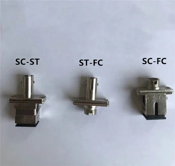 DHL Nemokamai 500PCS SC-ST-FC konvertuoti adapteris FC-ST-SC SM, MM, raudonos, geltonos optinio pluošto sankabos metalo IL per 0.2 dB plastiko