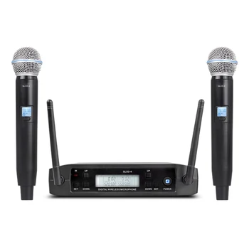 GLXD4 Bevielis Mikrofonas 2 Kanalų UHF Profesionalių rankinių Mic Etape Šalis Karaoke Bažnyčios Susirinkime ES Plug