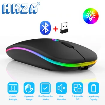 HKZA Bluetooth bevielė Pelė su USB Įkrovimo RGB Pelės Kompiuteris, Nešiojamas KOMPIUTERIS Macbook Žaidimų Pelės Žaidėjus 2.4 GHz 1600DPI