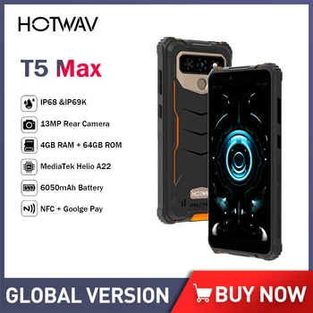 HOTWAV T5 Max 4G Tvirtas Telefonas 6.0 Colio Ekranas 4GB 64GB 6050mAh Masinis Baterija Mobiliojo Telefono 