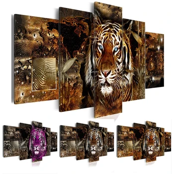 HUACAN 5vnt/set Diamond Tapybos 5D Gyvūnų Tigras Visiškai Gręžimo Aikštėje Deimantų Meno Siuvinėjimo Multi-nuotraukos