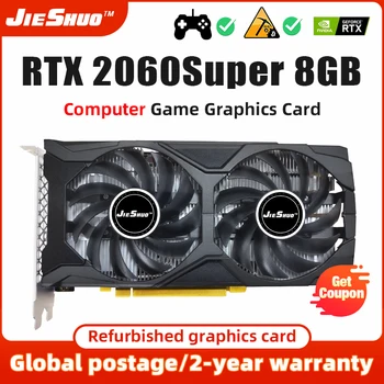 JIESHUO-NVIDIA RTX 2060 Super 8 GB Žaidimų Placa Gráfica, GDDR6 GPU, 256-bit, RTX2060SUPER 8G, KOMPIUTERIO Darbalaukį, Vídeo, Escritório, KAS