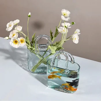Kūrybos skaidraus Stiklo Maišelį Vazos Žuvų Bakas Kambarį Dekoracija Namuose Burbulas Gėlių Rankinėje Vaza Vandens Susitarimą Papuošalai