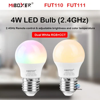 Miboxer FUT110 FUT111 4W Dviguba Balta RGB+BMT LED Lemputė E27/26/22 2.4 G RF Nuotolinio Kontroliuojamos Smart 16 Milijonų Spalvų Pasirinkti
