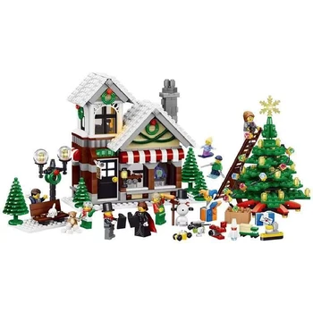 Miestas kūrybos ekspertų žiemos kaimas žaislų parduotuvė 10249 blokai namus Santa Claus parduotuvėje blokai vaikų Kalėdų dovanos, žaislai