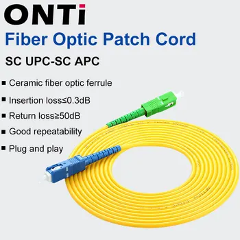 ONTi 1-10vnt SC APC į PK UPC Simplex 2.0 mm PVC Single Mode Fiber Patch Cable jumper pluošto pleistras laido fibra optica