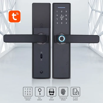 Protingo Namo durų spynos užraktas Elektra Biometrinių pirštų Atspaudų lock Kodas RFID kortelės telefono Tuya Wifi Villa Pilies Patalpų užraktas