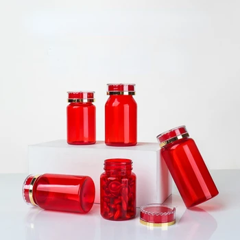Raudona Saugos Mažas Vaisto Kapsulė Tuščia Skysčio Butelį Spausdinti Įterptas Sveikatos Priežiūros Plastikiniai Buteliukai biri pudra Konteinerių 10VNT