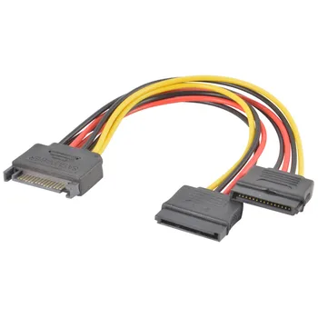 SATA Maitinimo 15-pin Y-Splitter Cable Adapter Vyrų ir Moterų dėl HDD Kietojo Disko Padalinti Vieną SATA Maitinimo Jungtis Į Dvi