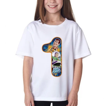Vaikų Gimtadienio Numeriai 1~9 Toy Story Buzz Lightyear/Woody Animacinių filmų Spausdinti Vaikiški marškinėliai Įdomus Dovana Berniukų Ir Mergaičių marškinėliai