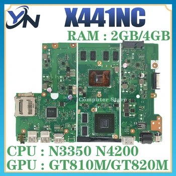 X441NC Nešiojamojo kompiuterio motininė Plokštė, Skirta Asus X441N X441NA A441N Sąsiuvinis Mainboard Su 2GB 4GB Atminties N3350 N4200 CPU 100% Bandymo GERAI